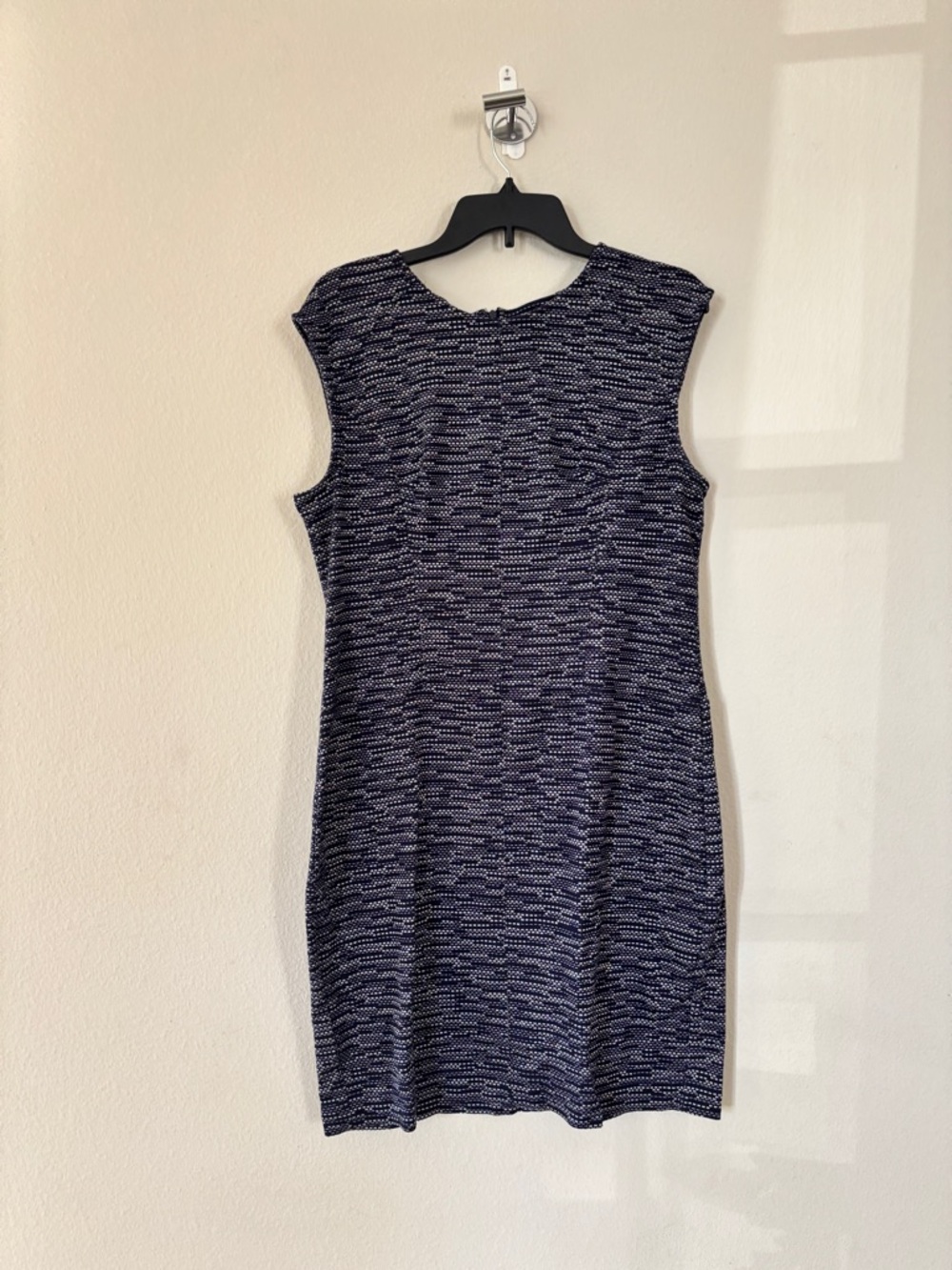Ann Taylor Navy & White Textured Midi Sheath Dress